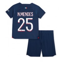 Paris Saint-Germain Nuno Mendes #25 Hjemme Trøje Børn 2023-24 Kortærmet (+ Korte bukser)